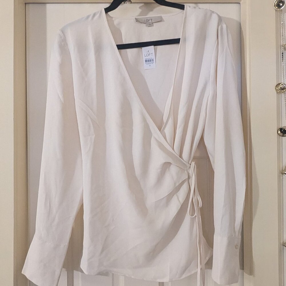 White Wrap Blouse (Loft)